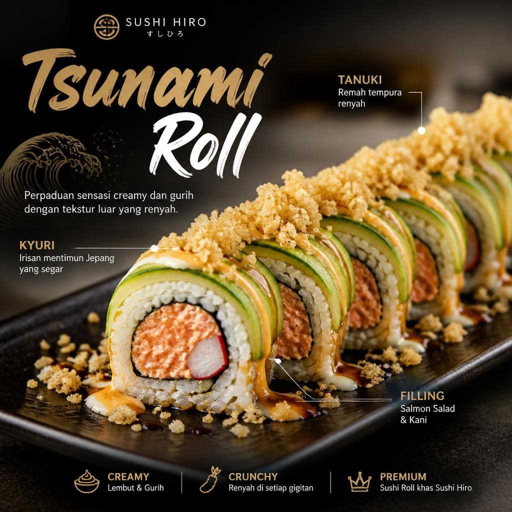 Tsunami Roll Sushi Hiro menu roll salmon salad kani